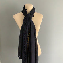 Load image into Gallery viewer, DUPATTA BLACK Pompom Scarf
