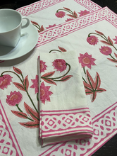 Load image into Gallery viewer, PINK PETAL and LEAF Placemat and Napkin Set
