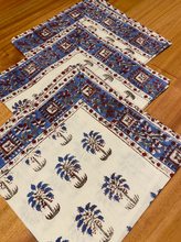 Load image into Gallery viewer, NAPKIN Set Blue Tree on White
