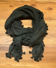 Load image into Gallery viewer, DUPATTA BLACK Pompom Scarf
