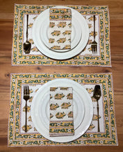 Load image into Gallery viewer, GAJA YELLOW and GREEN Placemats and Napkins Set
