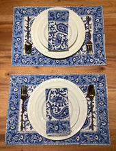 Load image into Gallery viewer, GAJA BLUE Paisley Placemats and Napkins Set
