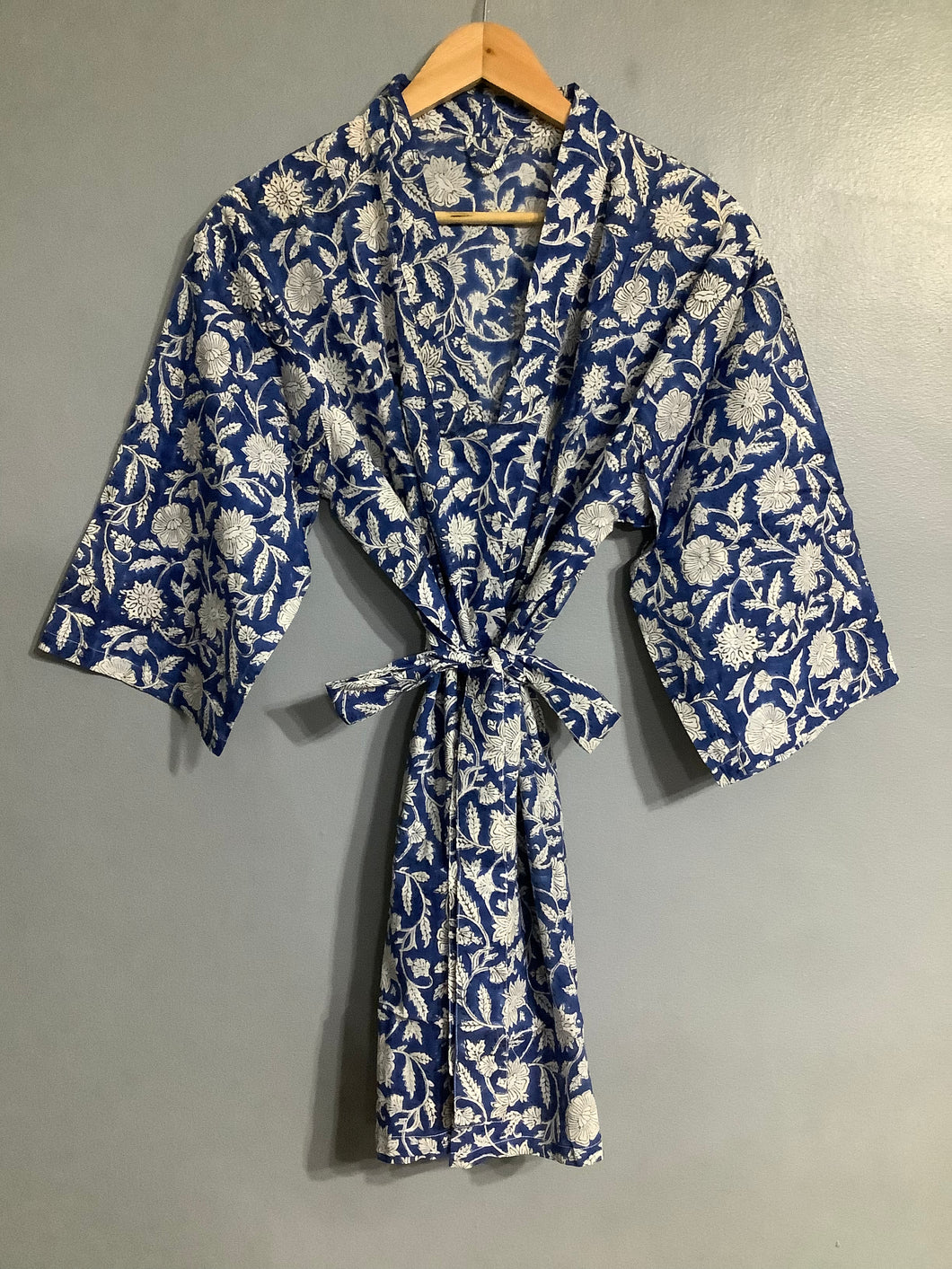 ROYAL BLUE FLOWER Short Kimono