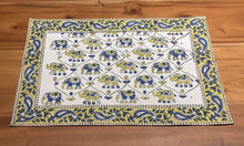 Load image into Gallery viewer, GAJA YELLOW and BLUE Placemats and Napkins Set
