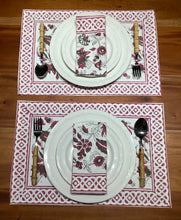 Load image into Gallery viewer, BURGUNDY BLOOM Placemat and Napkin Set
