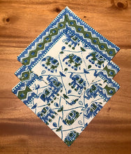 Load image into Gallery viewer, GAJA BLUE and GREEN Placemat and Napkin Set
