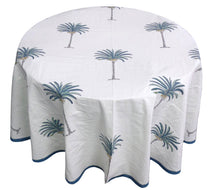 Load image into Gallery viewer, PALMA BLUE Round Table Cover
