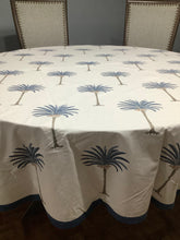 Load image into Gallery viewer, PALMA BLUE Round Table Cover
