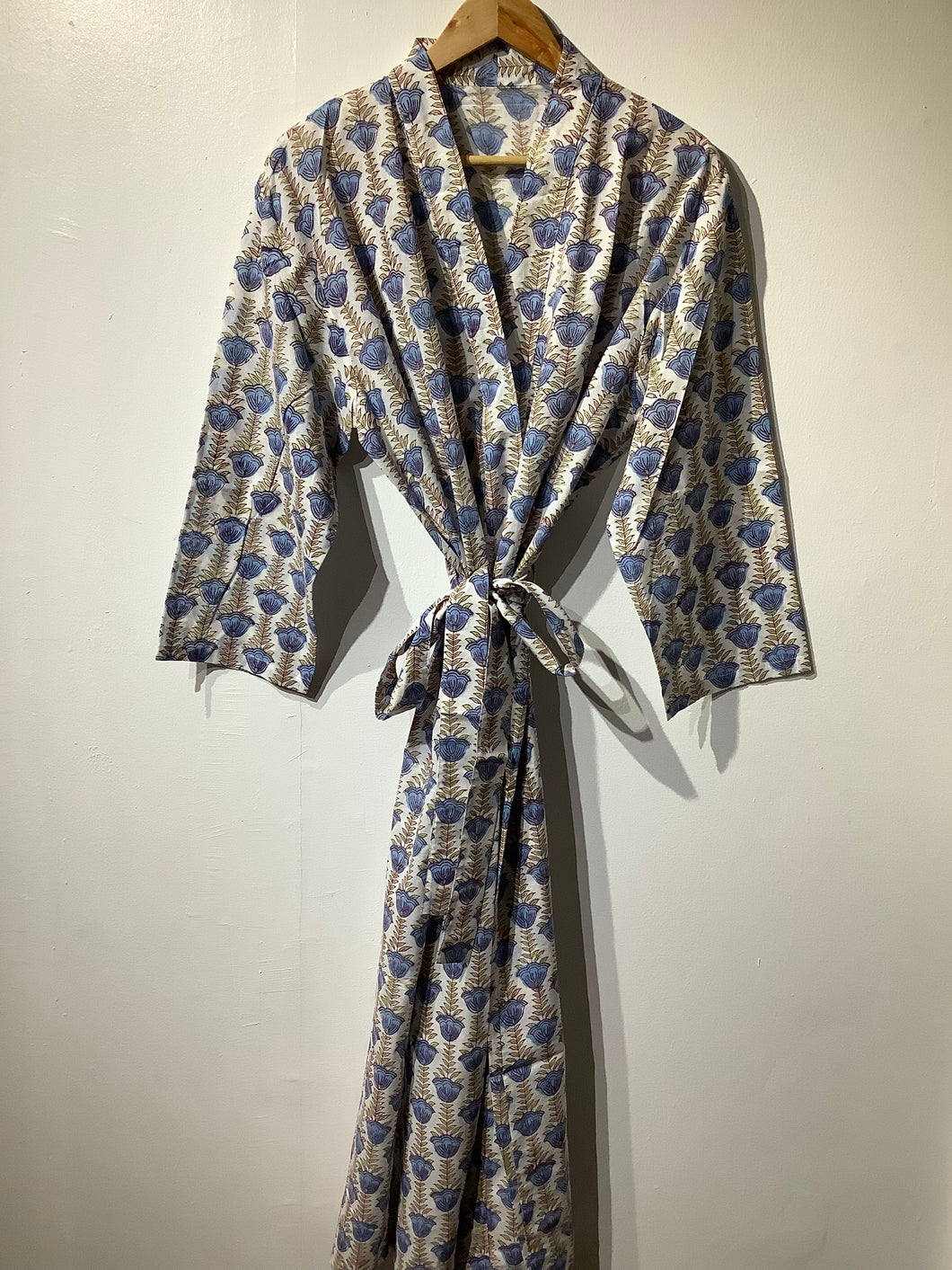 LENA BLUE & WHITE Long Kimono
