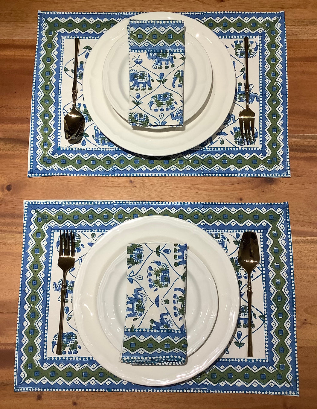 GAJA BLUE and GREEN Placemat and Napkin Set